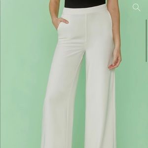ModCloth Here Come The Stride White wide leg high waist flare pants 12 14 L XL
